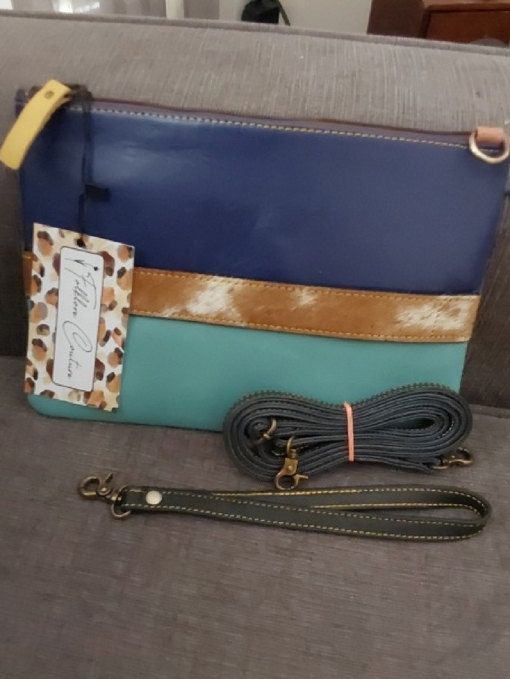 Mona B Molly All Leather Versatile wristlet or crossbody. Block Colors NWT.